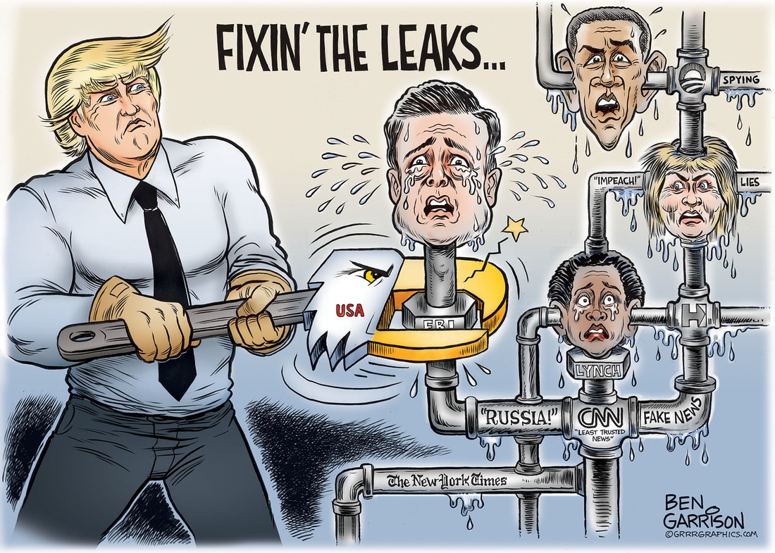 Trump Comey Fixin' the Leaks cartoon by Ben Garrison