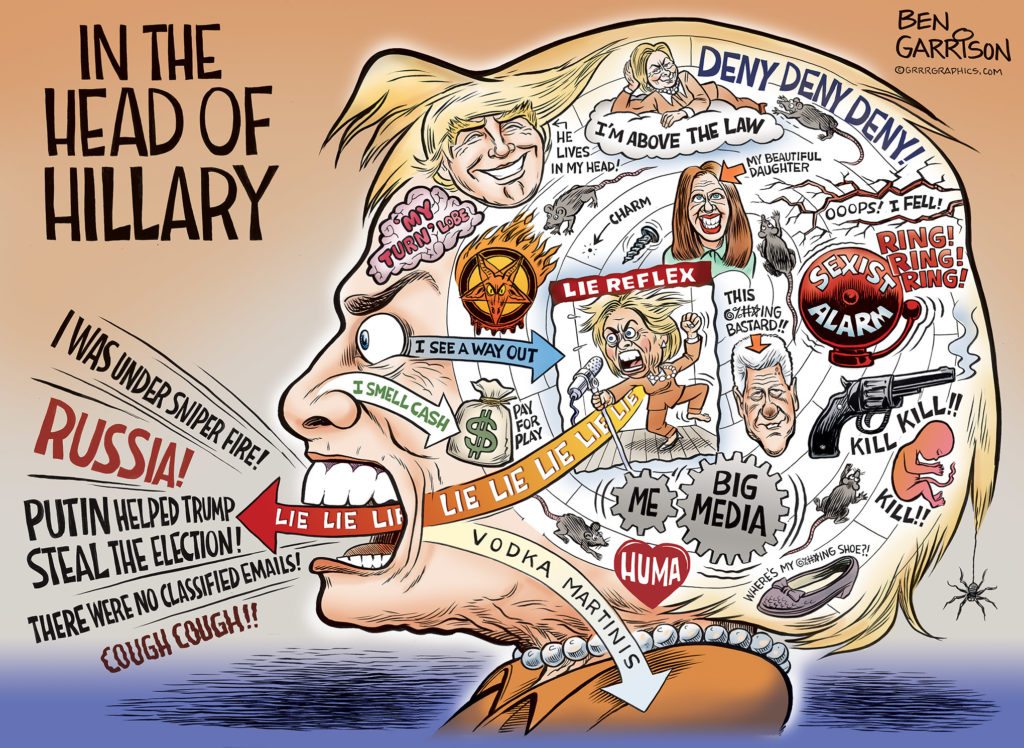 In Hillary's Head cartoon by Ben Garrison