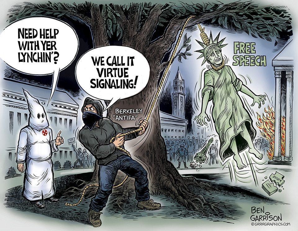 Virtue Signaling, Berkeley Style cartoon by Ben Garrison