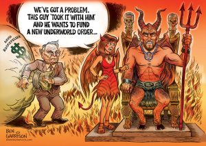 Rockefeller in Hell cartoon by Ben Garrison