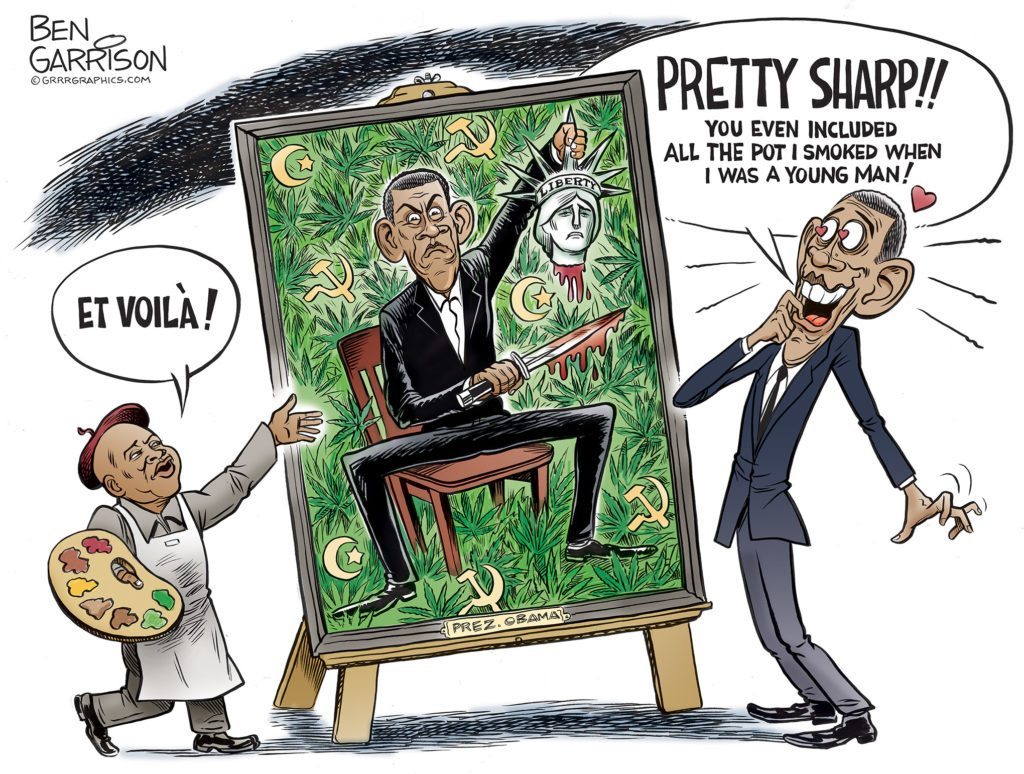 Obama Portrait cartoon by Ben Garrison