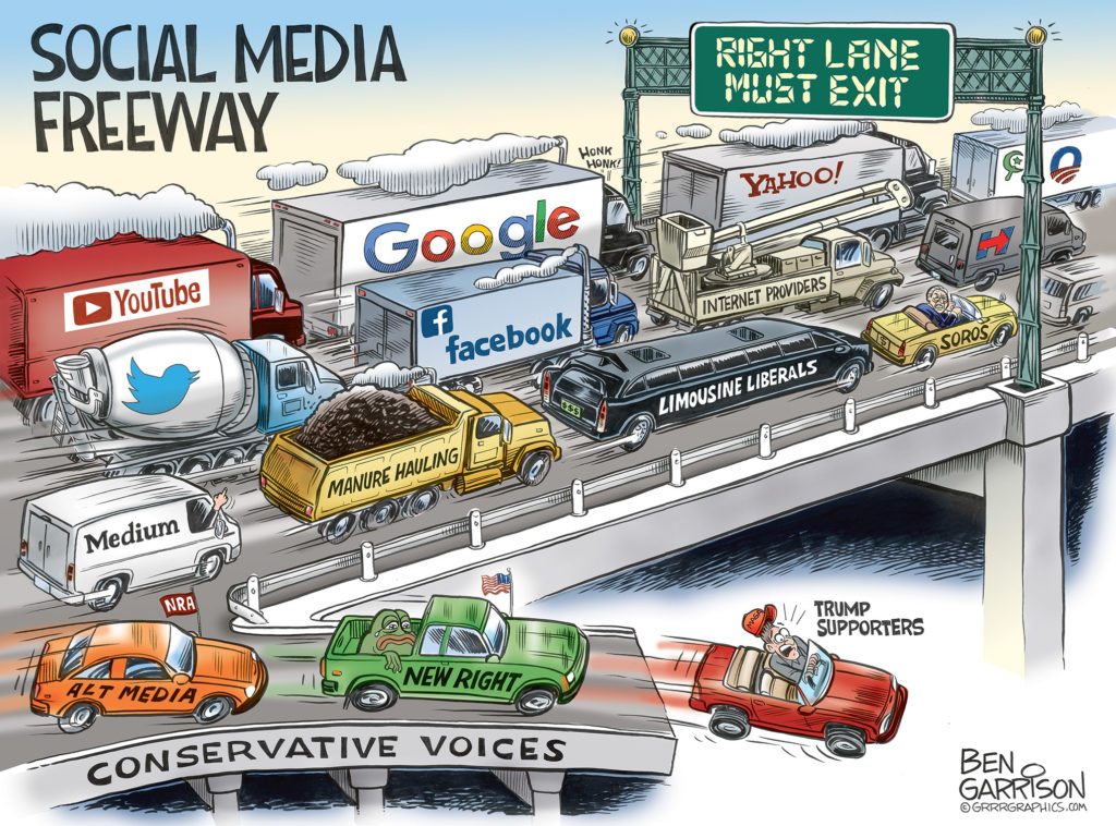 social media freeway cartoon by Ben Garrison