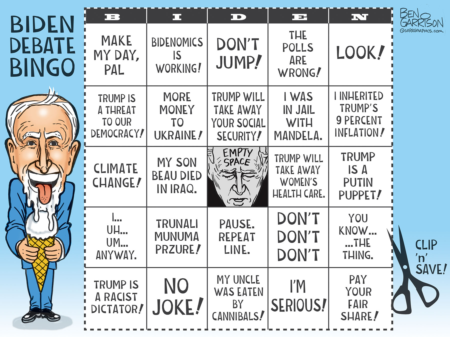 Biden Debate Bingo 2024