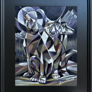 SOLD   Ghost Wolf Original Oil Painting Framed