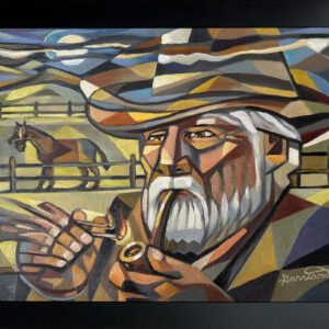 SOLD   The Old Wrangler Oil Painting Framed