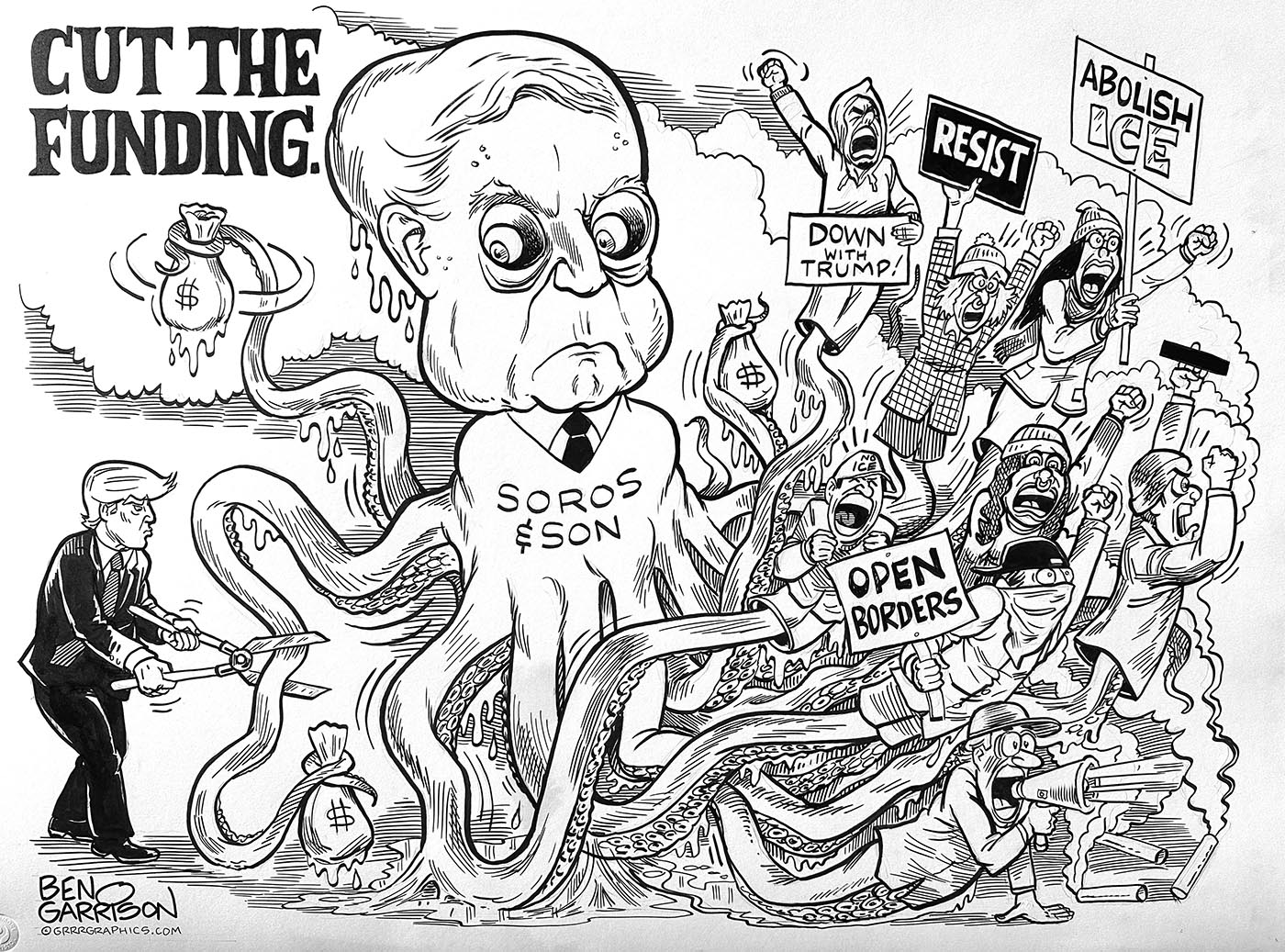 Cut Off The Funding- Soros Original Art Collectors Item