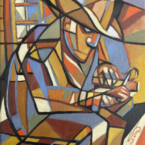 SOLD   The Whittler Oil Painting Framed