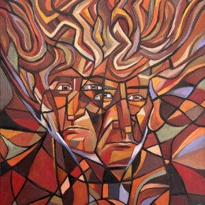 SOLD  "Fiery Gaze" Original Oil Painting Framed