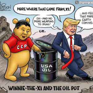 Xi The Pooh and The Oil Pot Signed Print