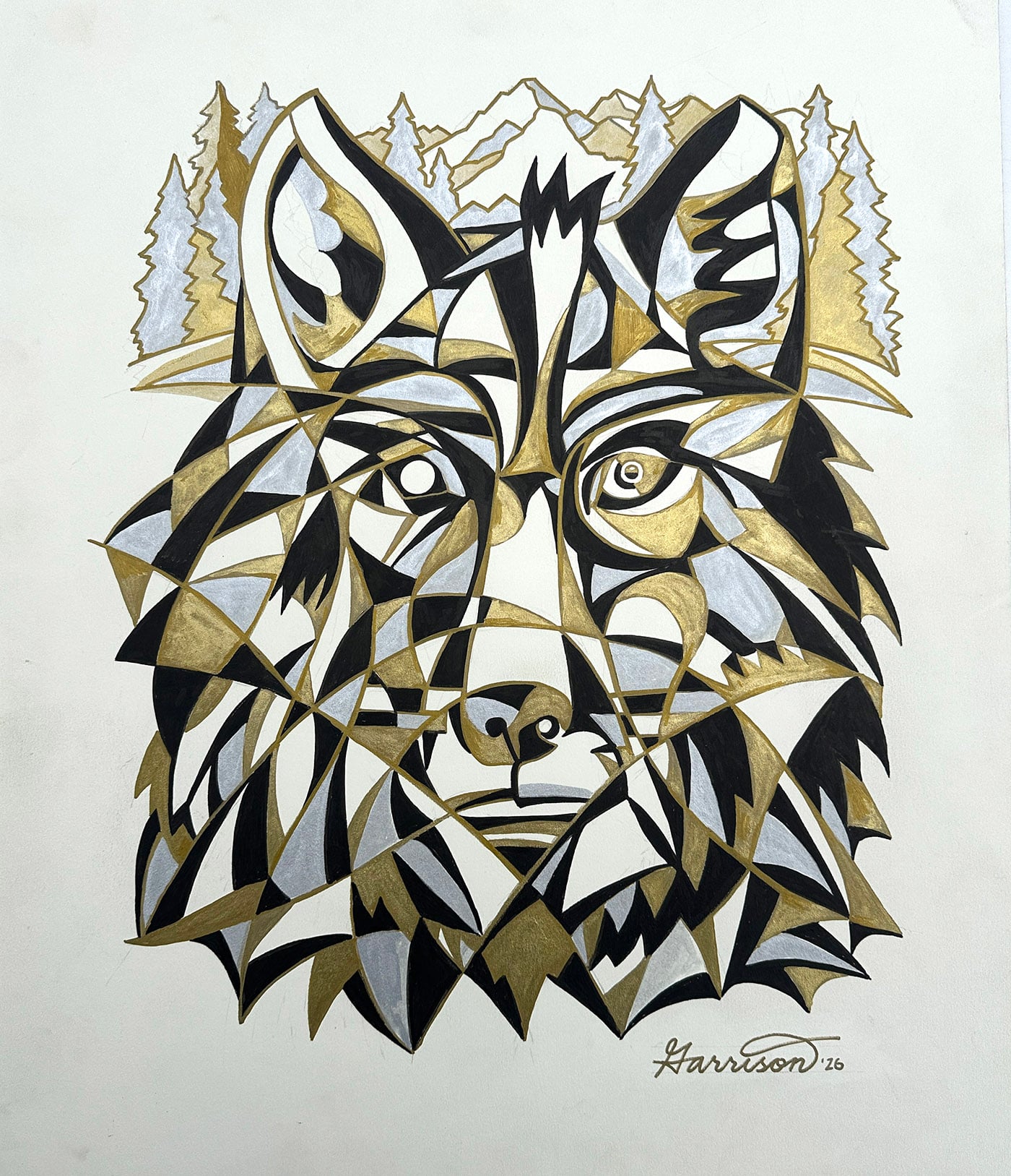 SOLD Metallic Wolf